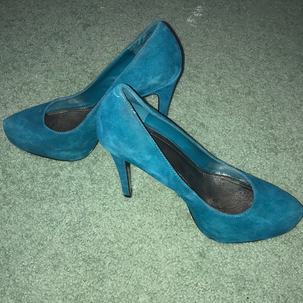 Teal suede heels